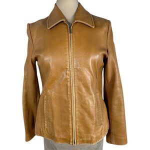 Vintage Adler Sz S Leather Jacket Camel Tan Luxurious Soft Lamb Skin Blazer Y2K